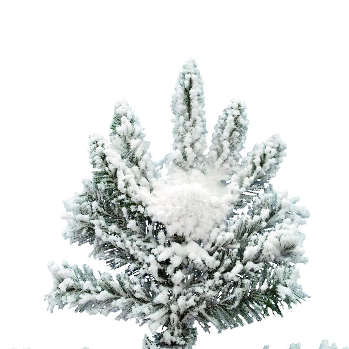 Vickerman Artificial 6.5' x 39 Unlit Flocked Utica Fir Christmas Tree with 744 PVC Tips - Snowy Winter Wonderland Flocked Tree for Snowman Tree Decorations