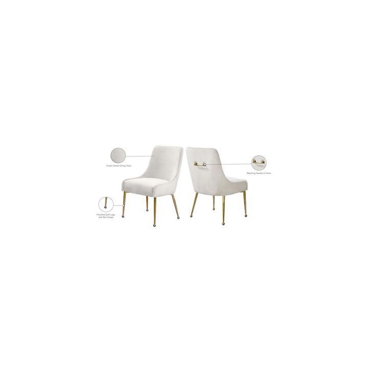 Meridian Furniture Owen Cream Velvet Dining Chair, Set of 2
