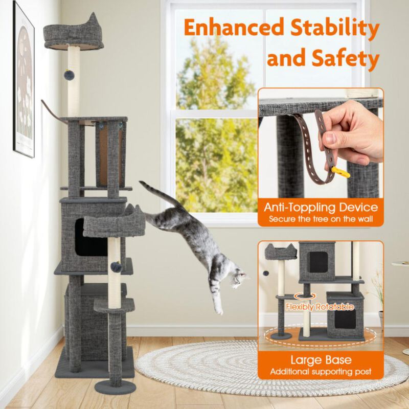 Hivvago 71 Inch Tall Cat Tree Multi-Level Large Cat Tower with Scratching Posts