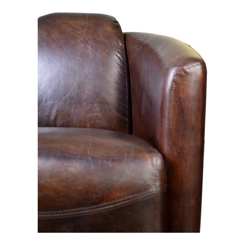 Moe's Salzburg Club Chair Dark Brown Leather