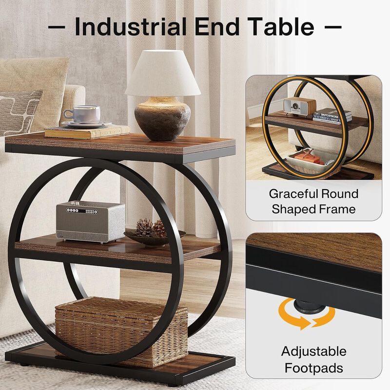 3-Tier End Table - Side Table with Metal Frame image number 7