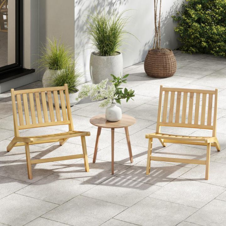 Hivvago Teak Wood Outdoor Reclining Chair with Comfortable Backrest