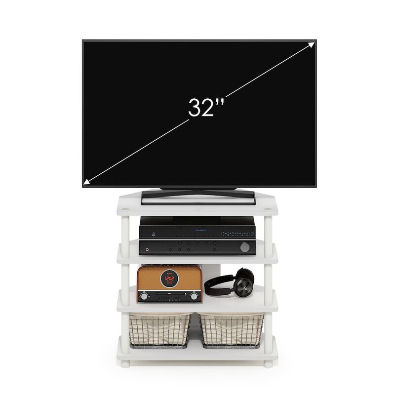 Econ Easy Assembly 4-Tier Petite TV Stand, White/White