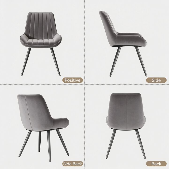 Modern Ribbed Fabric Upholstered Dining Chair Set of 4