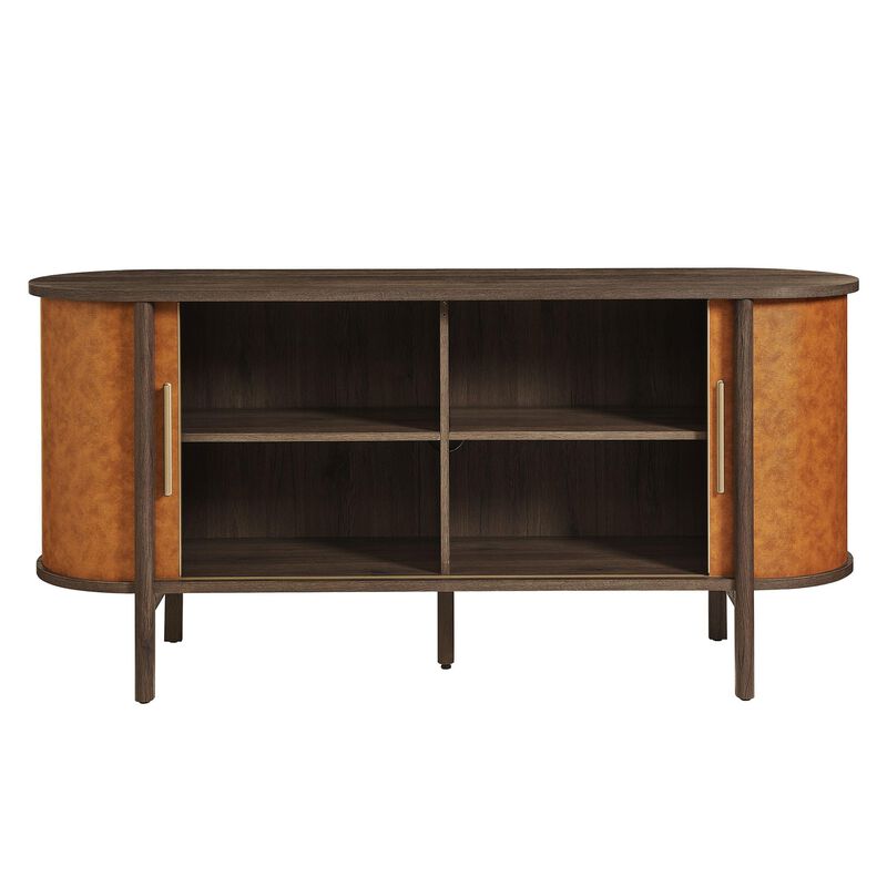 Coralie 63" Oval Leather Sideboard image number 7