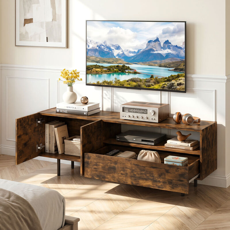 Modern Entertainment Center TV Stand with Storage Cabinet and Metal Legs image number 4