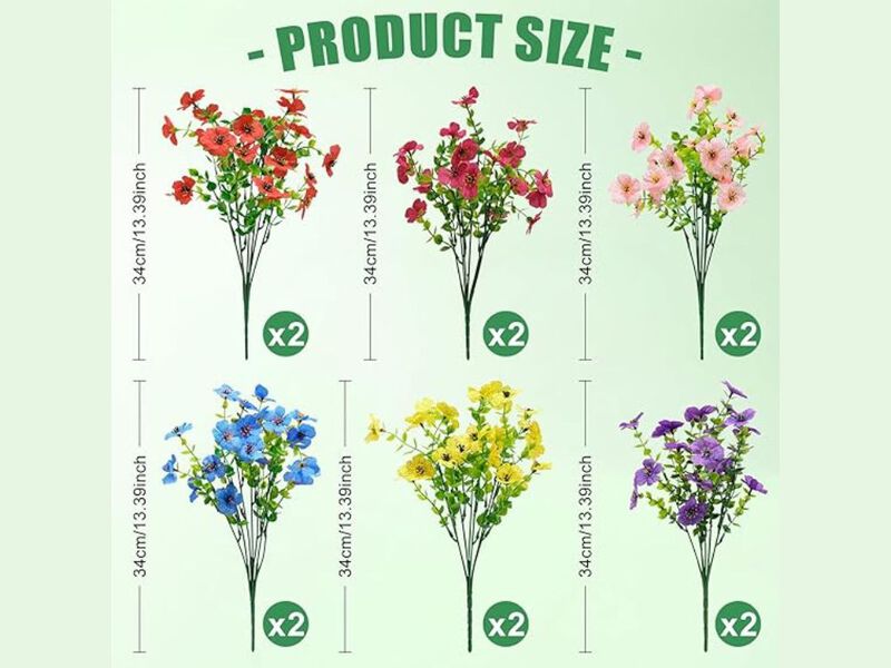 12 Bundle Artificial Flowers UV Resistant Outdoor Home Decor image number 2
