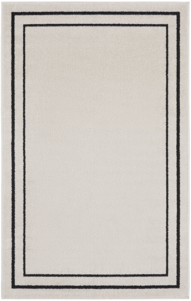 HomeRoots 2' X 4' Ivory And Black Indoor Outdoor Area Rug image number 0