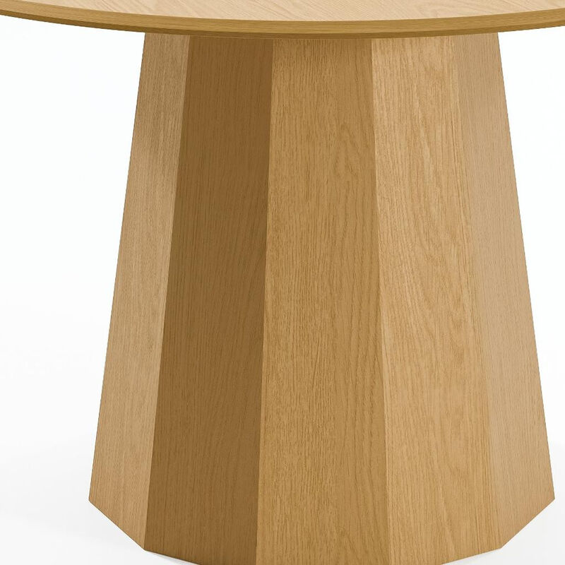 HomeRoots 46" Oak Wood Pedestal Base Round Top Dining Table image number 3