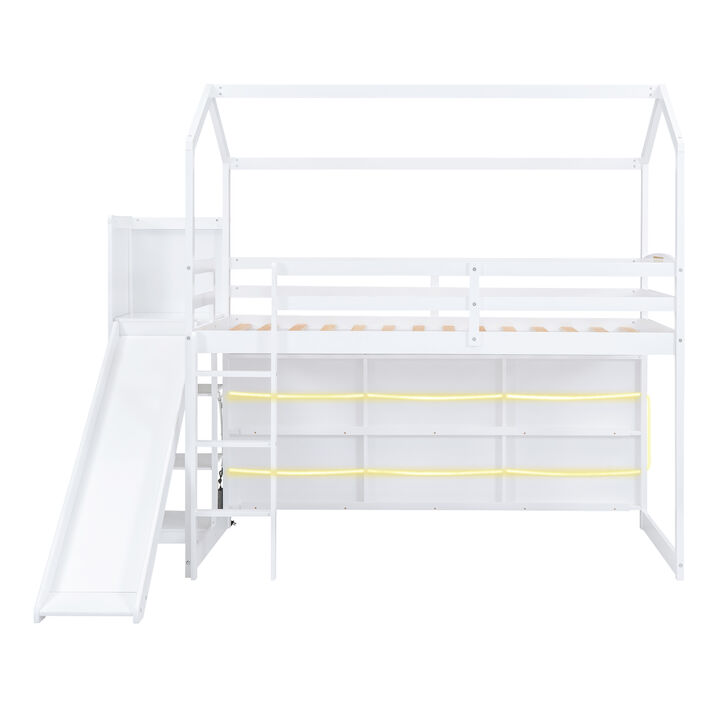 Merax Wood House Loft bed with Slide