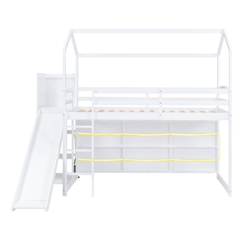 Merax Wood House Loft bed with Slide