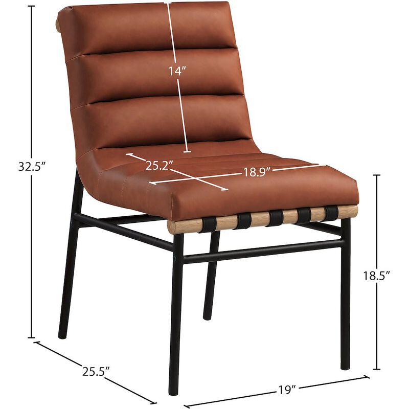Meridian Furniture Burke Cognac Vegan Leather Dining Chair, Set of 2