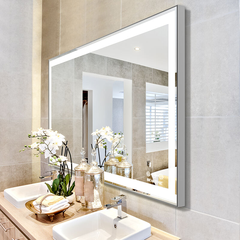 ELEMENT ACE LED Wall Mounted Bathroom Vanity Mirror with Adjustable White Warm Natural Light Anti-Fog Touch Switch Memory Function Smart Large Rectangular Bathroom Mirror image number 6