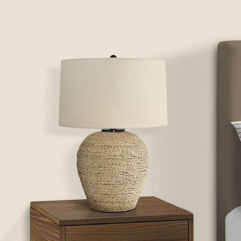 ELEMENT ACE Transitional 25-Inch Height Table Lamp with Natural Rattan Base and Fabric Drum Shade Perfect for Living Room Bedroom Nightstand End Table Ambient Lighting image number 5