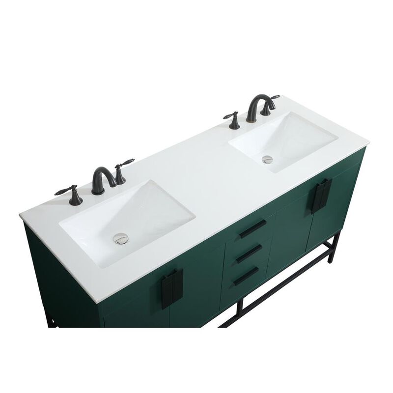 Elegant Kitchen and Bath 60 inch double bathroom vanity in green