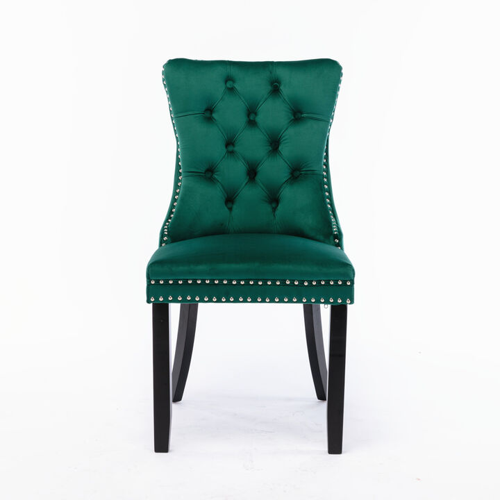 Streamdale Contemporary Green Velvet Dining Chair Set