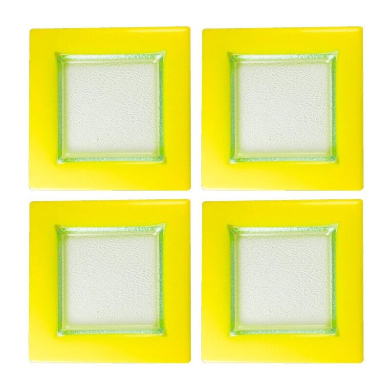 Turgla Fusion Glass 6" x 6" Square Yellow Glass Plate (Set of 4) image number 0