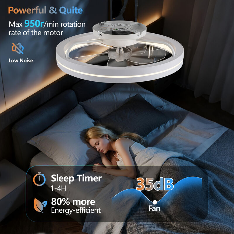 ELEMENT ACE Low Profile Flush Mount Bladeless Ceiling Fan with RGB LED Lighting, Smart App & Remote Control, Reversible Motor for Bedroom Low Ceiling Living Spaces image number 6