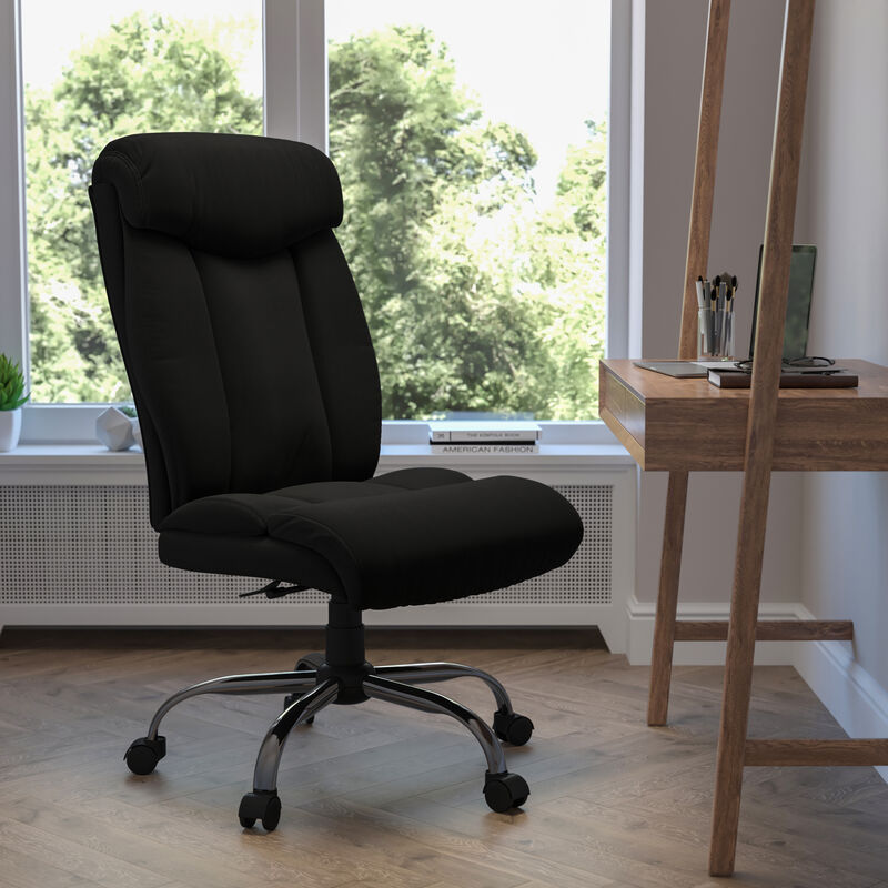 HERCULES Series Big & Tall 400 lb. Rated Black Fabric Executive Ergonomic Office Chair and Chrome Base image number 1
