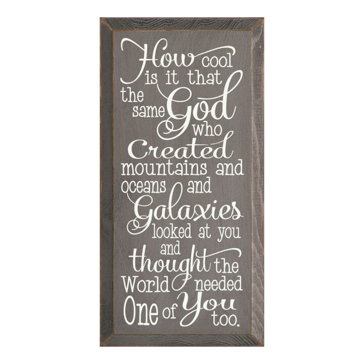 Faith Quote Wood Sign God Created Mountains Oceans and You Rustic Wall Plaque