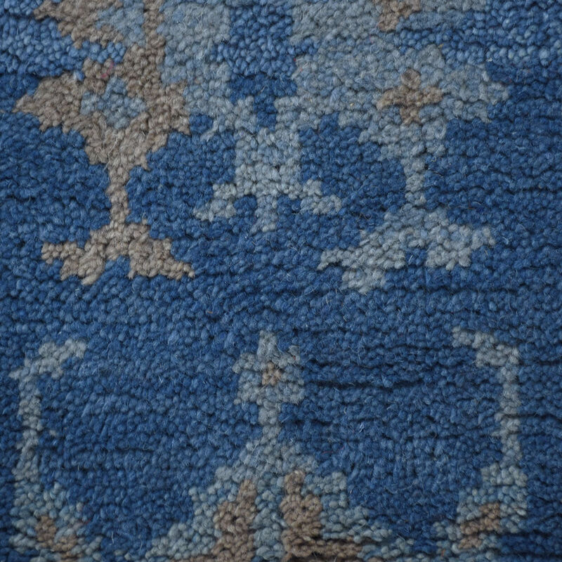 HAND KNOTTED WOOL Floral AREA RUGS  - 2'6''x10', Runner Shape, Blue Color, Floral Modern, Medium Pile Handmade Area Rugs for Living Room, Bed Room (N00908)