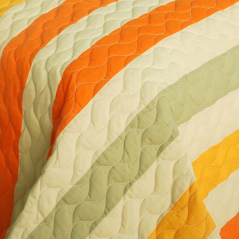 3PC Quilted Patchwork Quilt Set Queen Size Stylish Soft Bedspread image number 2
