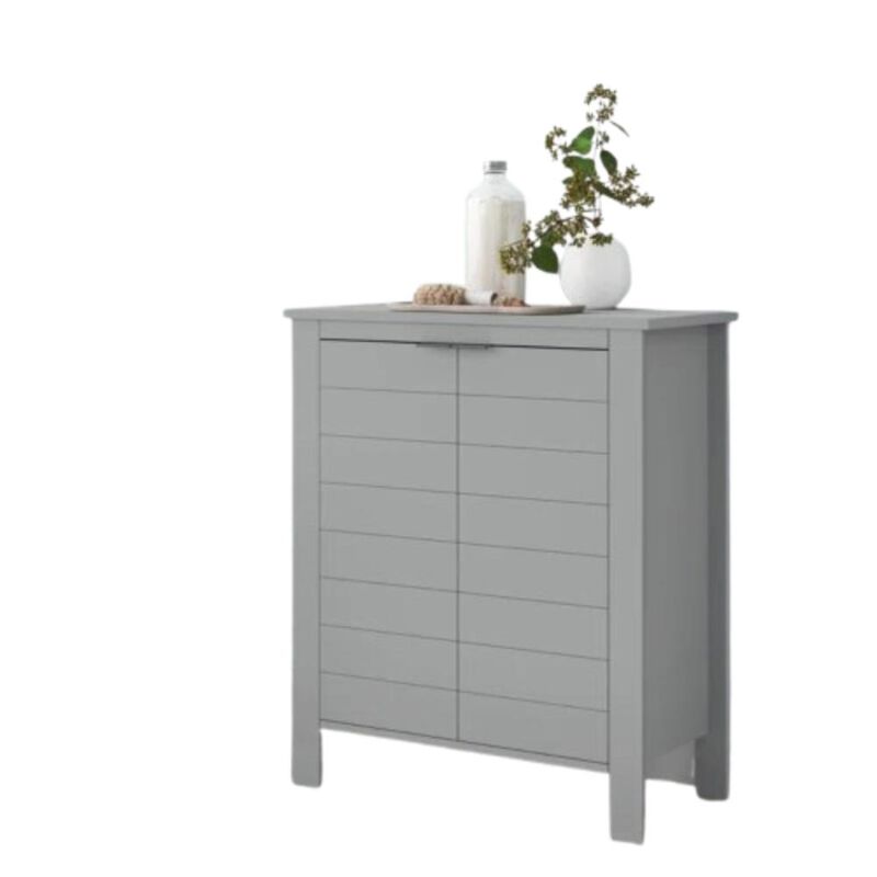 Hivvago Bathroom Linen Cabinet with Storage Shelf in Grey Wood Finish