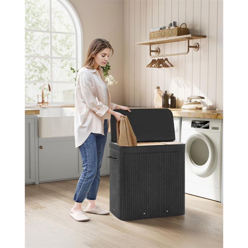 39.6 Gallon Laundry Hamper Wicker Style with Lid Storage Basket image number 1