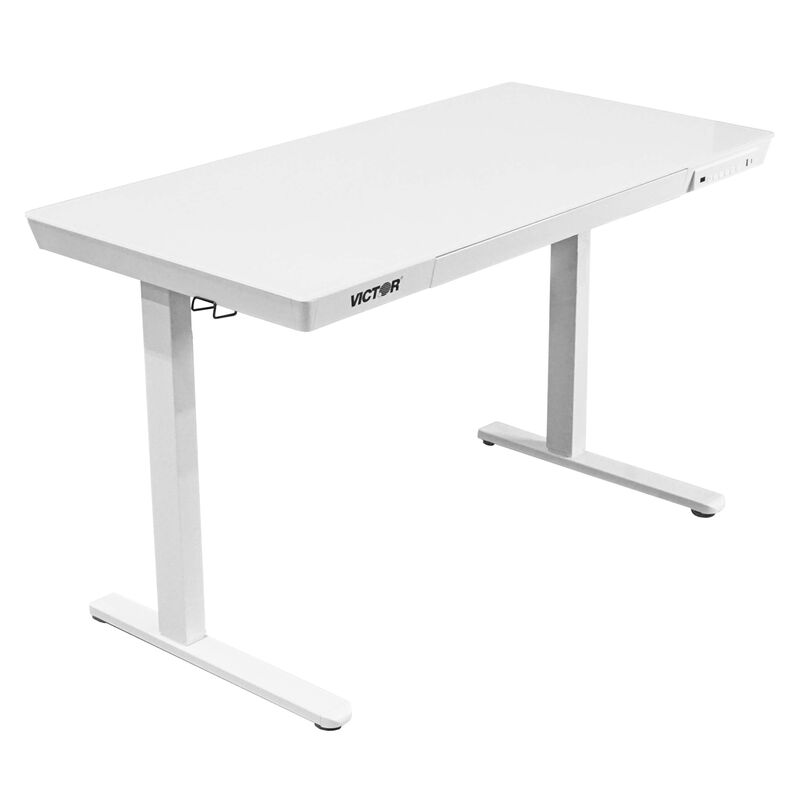 White Glass Top Standing Desk image number 0