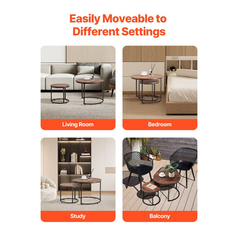 Space-Saving Nesting Tables Set of 2 for Living Room or Bedroom image number 4