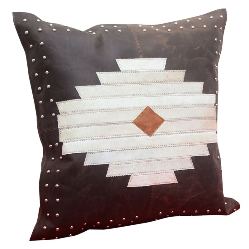 Aztec Genuine Leather & Hide Throw Pillow image number 1