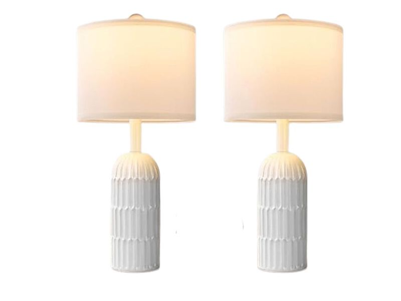 Farmhouse Modern Vintage Linen Table Lamps Set Of 2 For Living Room Bedroom image number 0
