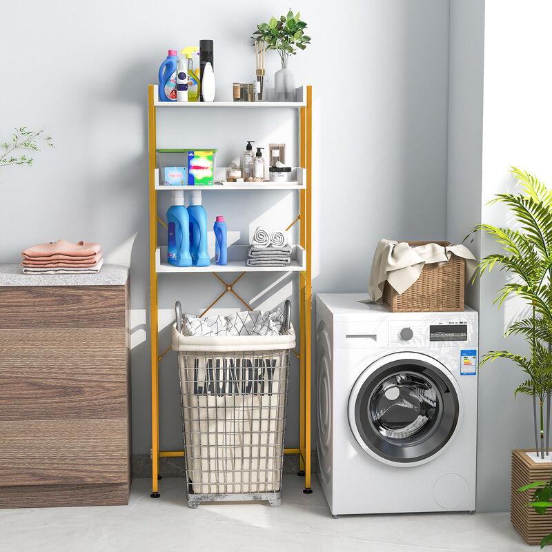 Over The Toilet Storage Rack with Hooks and Adjustable Bottom Bar