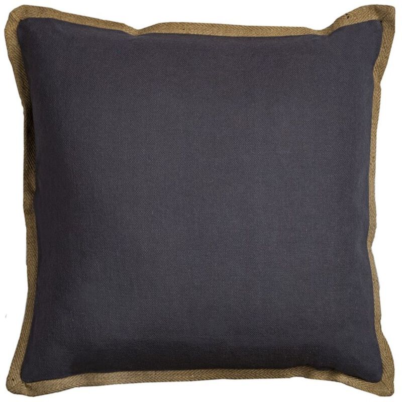 Homezia Charcoal Beige and Natural Jute Throw Pillow image number 1
