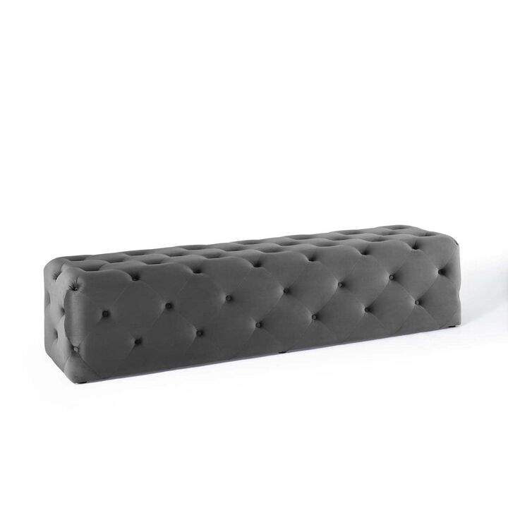 Modway Amour Tufted Performance Velvet Upholstered Entryway Gray, 72" Bench
