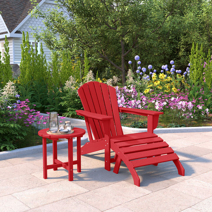 WestinTrends Outdoor Adirondack Chair With Ottoman And Side Table 3-Piece Set