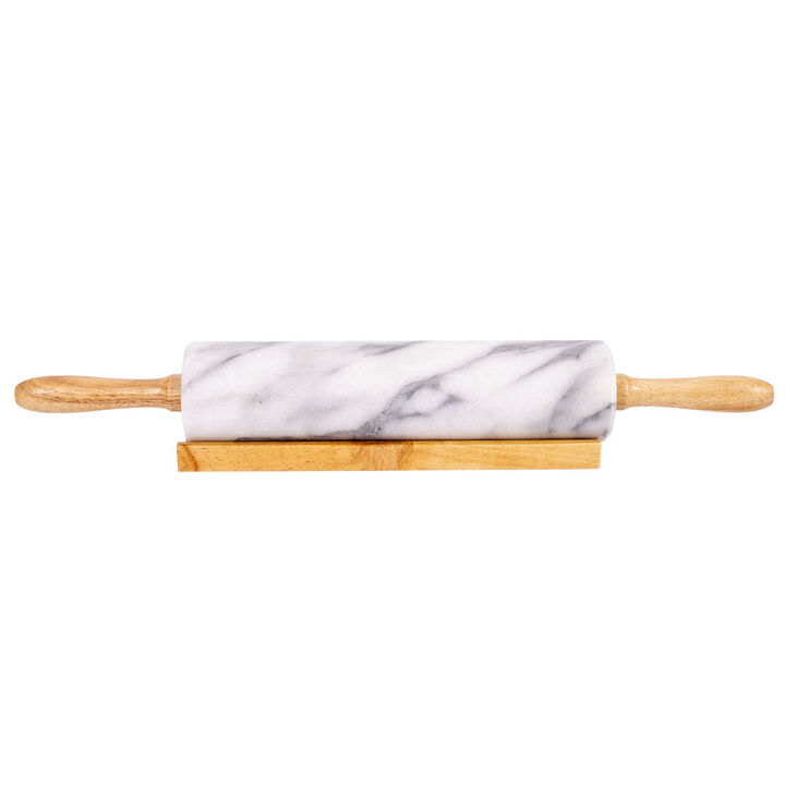 Saboga Home&trade; Marble Rolling Pin with Wooden Handles