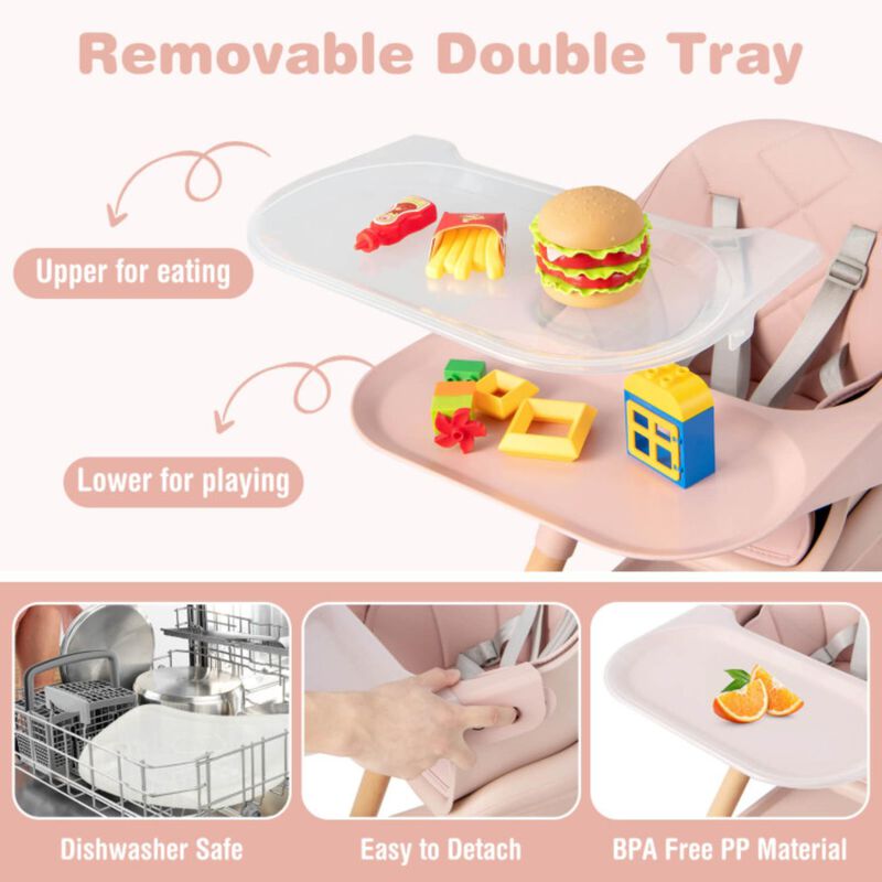 Hivvago 6-in-1 Baby High Chair with Removable Dishwasher and Safe Tray