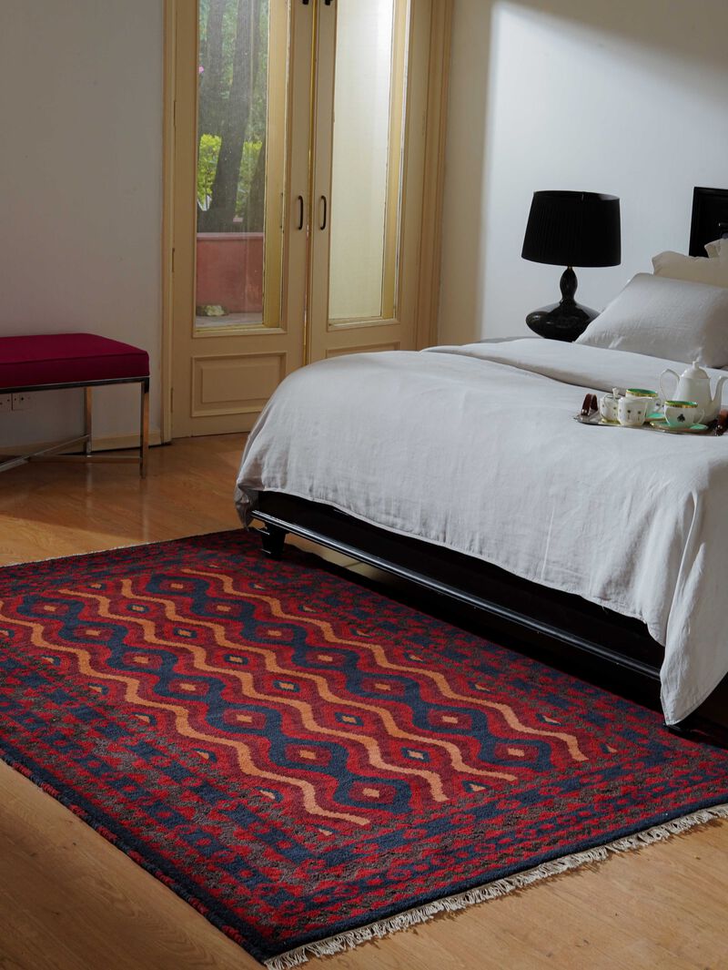 RUGSOTIC CARPETS HAND KNOTTED WOOL & SILK ECO-FRIENDLY ORIENTAL AREA RUGS  - Rectangle Shape, Classic Oriental Traditional , Low Pile Handmade Area Rugs (AF0113) image number 1