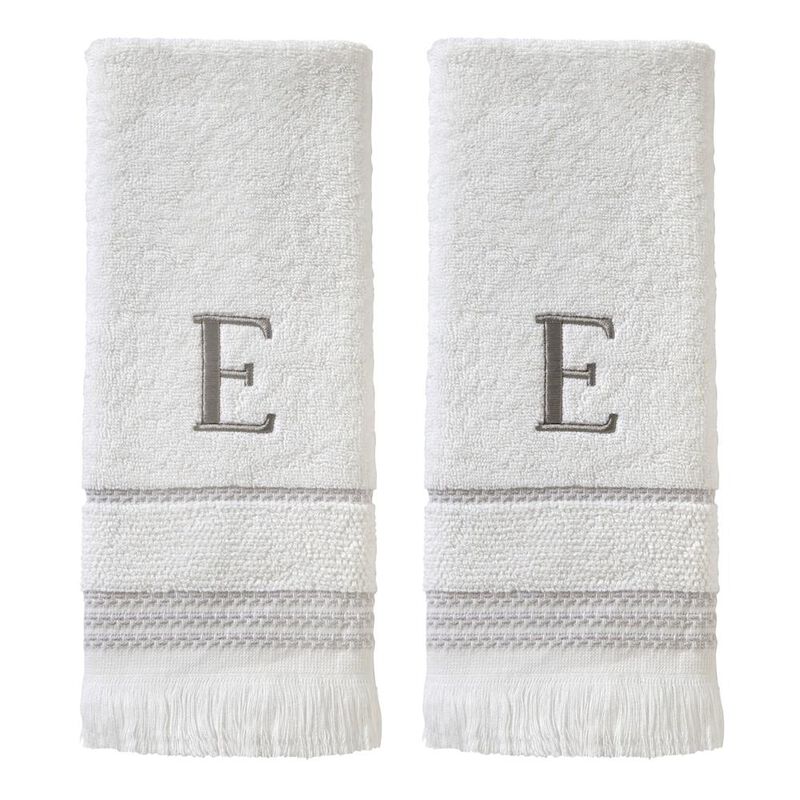 SKL Home By Saturday Knight Ltd Casual Monogram Hand Towel Set E - 2-Count - 16X26", White