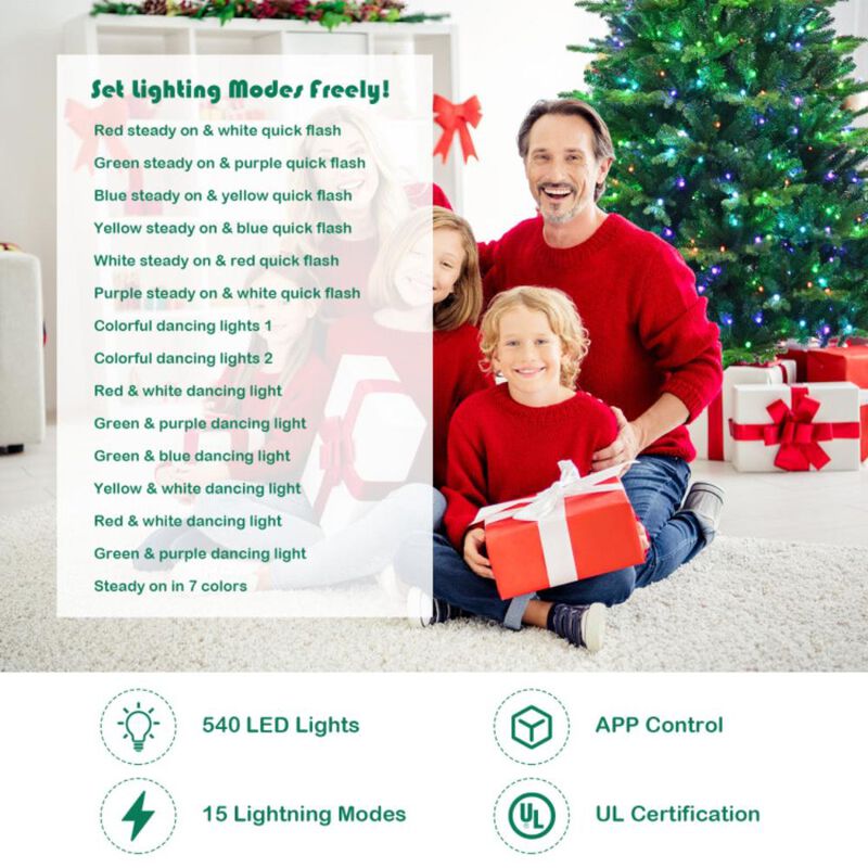 Hivvago Pre-lit Artificial Hinged Christmas Tree with APP Controlled LED Lights image number 5