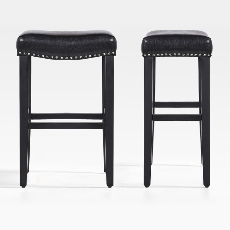 WestinTrends 29" Upholstered Saddle Seat Bar Stool (Set of 2)