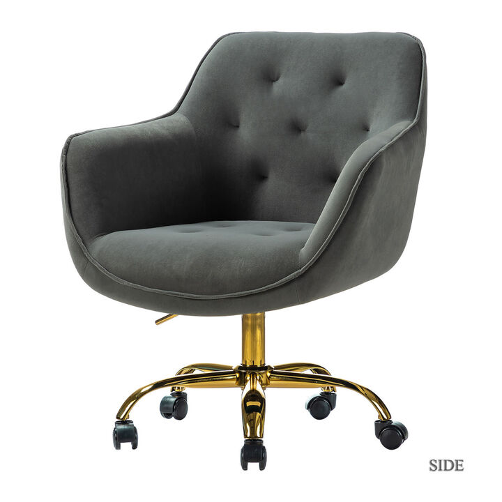 Somnus Task Chair With Tufted Back and Golden Base