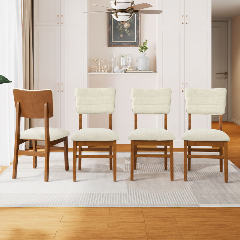 Whisen 4-Piece 16.9inch Upholstered Dining Chairs, Solid Rubber Wood Foam Mid-Century Modern for Kitchen Dining Room image number 1