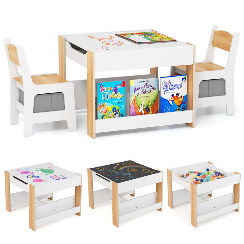 Children’s Activity Table and Chair Set – 4-in-1 Design with Dual-Sided Tabletop