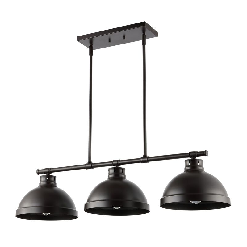 Asher 3-Light Industrial Farmhouse Iron Linear LED Pendant