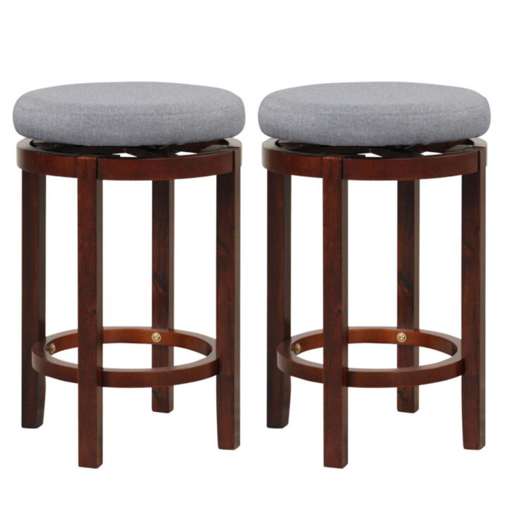 Hivvago 2 Pieces 26 Inch Counter Height Swivel Stool Set with Padded Cushion