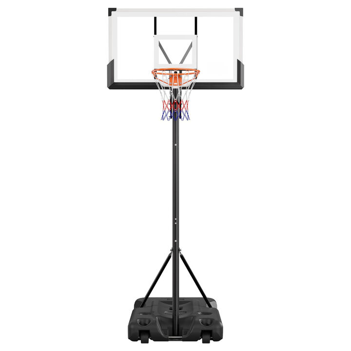 Height Adjustable Basketball Goal with Portable Base, PC Backboard for Driveway & Poolside-Black