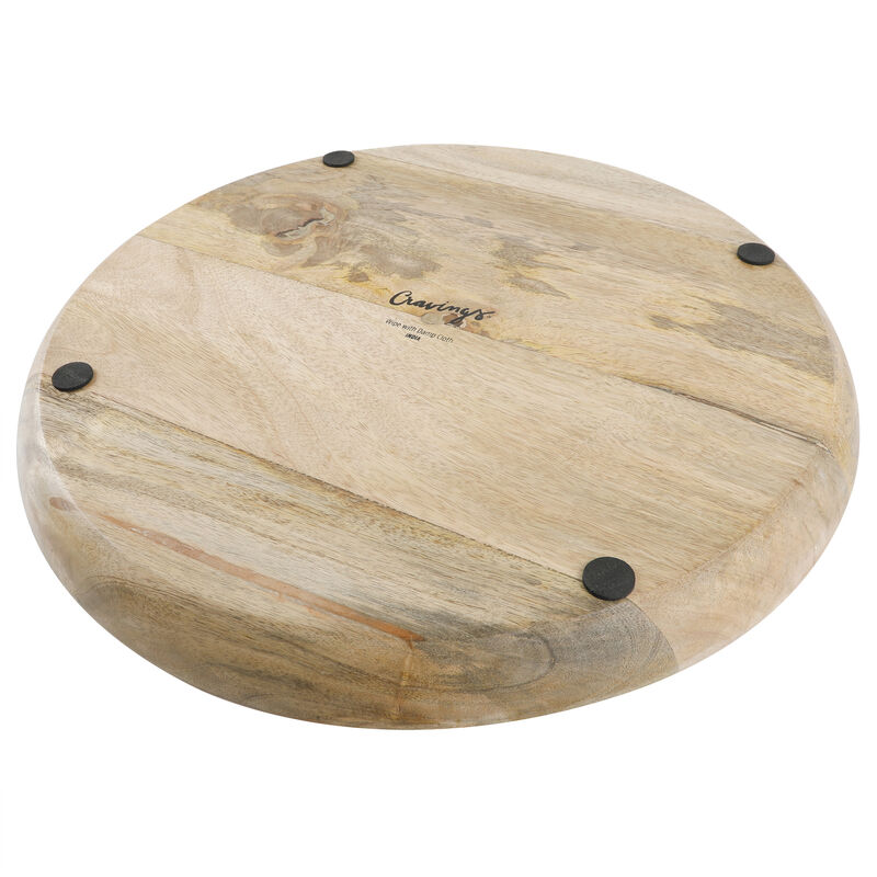 Cravings By Chrissy Teigen 15.9 Inch Round Enameled Mango Wood Platter in Blush