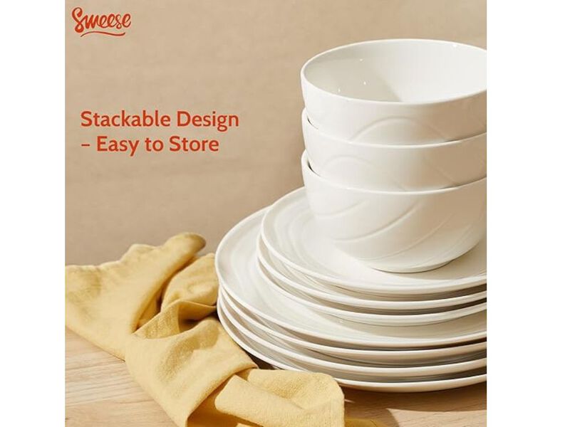 18-Piece White Porcelain Dinnerware Set &ndash; Minimalist Plates for